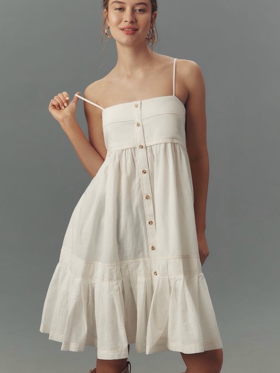 Pilcro Dresses & Skirts - Pilcro Cream Button-Down Tiered Midi Dress